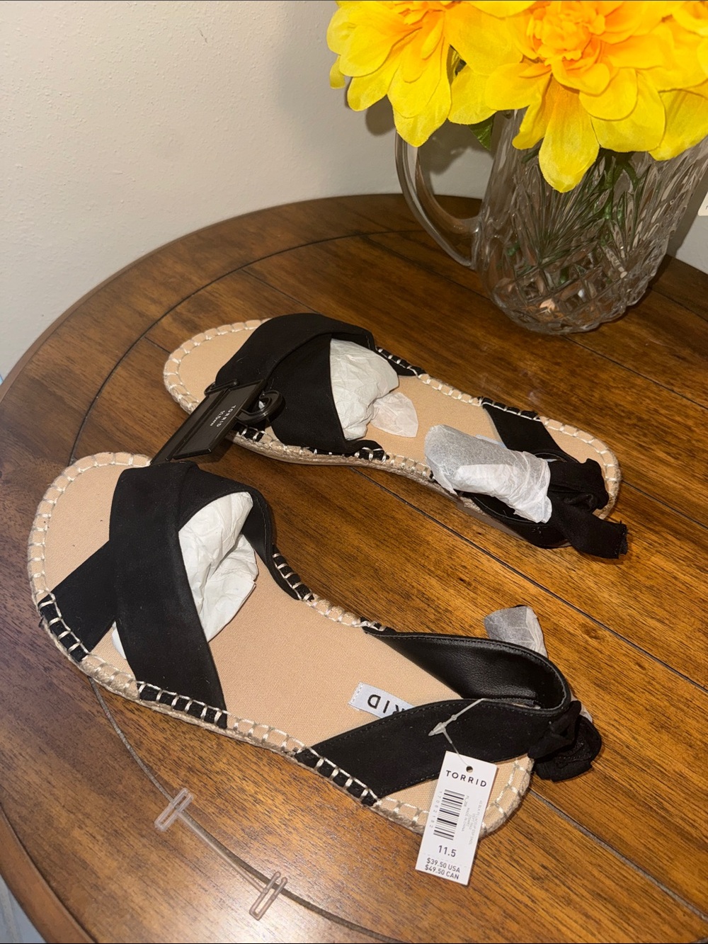 Torrid Black BNWT LaceUp The Ankle Espadrille Sandals Fit Like 12 WW BRAND NEW - Picture 6 of 16